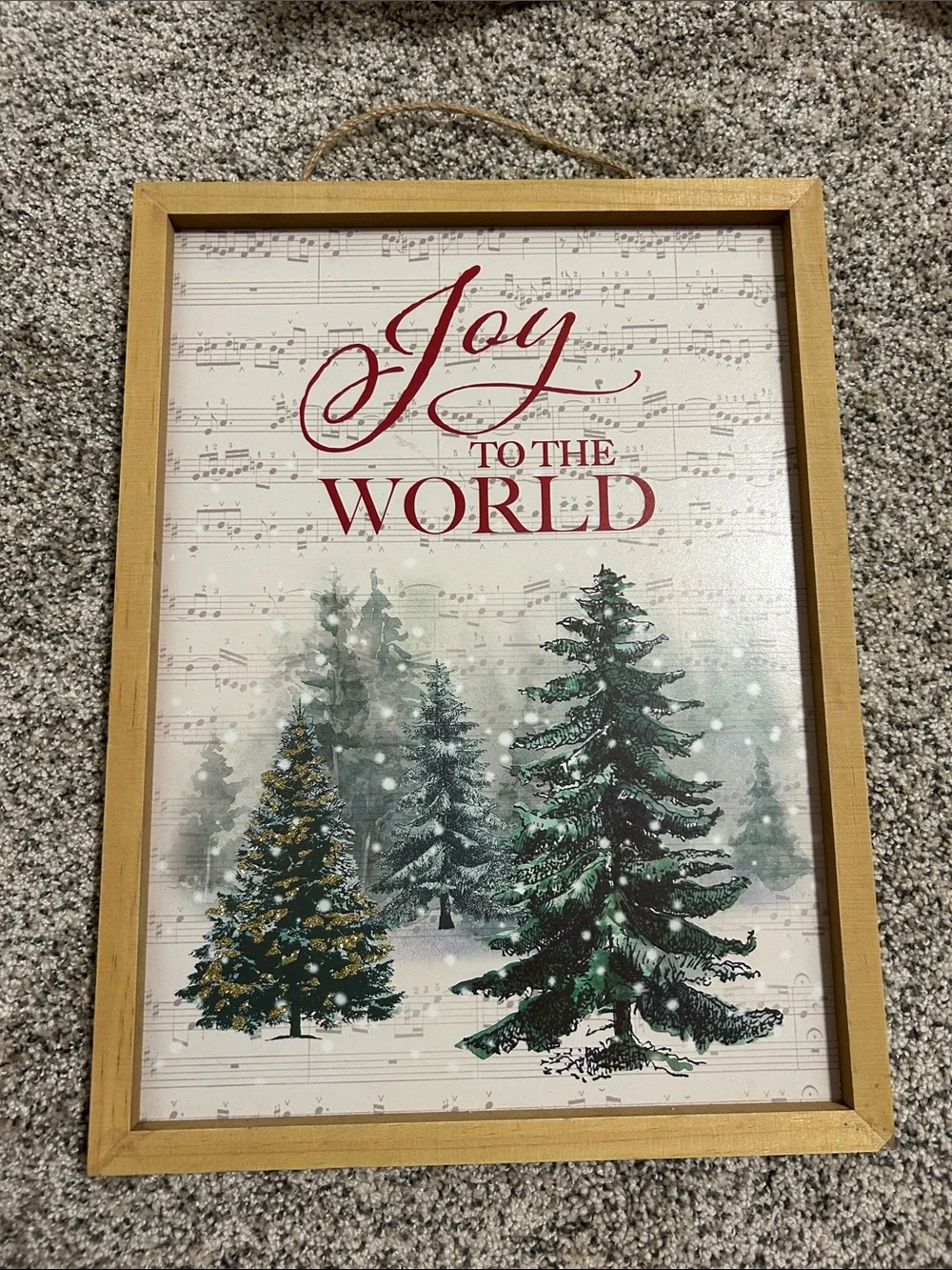 Christmas Joy to the World Framed Holiday Glitter Holiday Wall Hanging